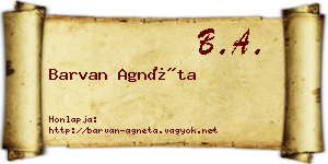 Barvan Agnéta névjegykártya